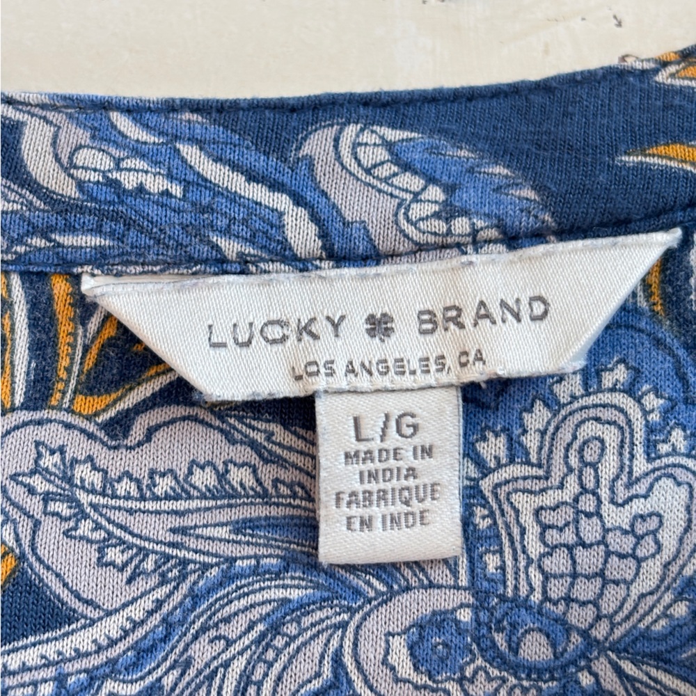 Lucky Brand Floral Top Women’s Large Blue - Picture 6 of 8